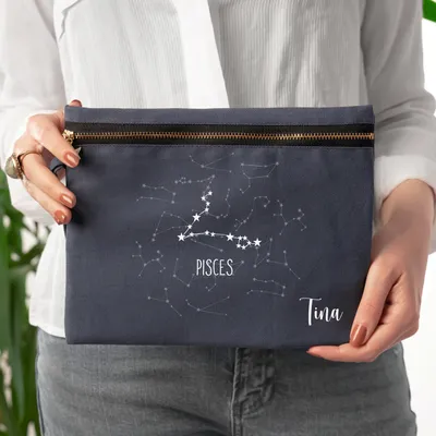 Canvas Makeup Bag with Special Name Written for Pisces