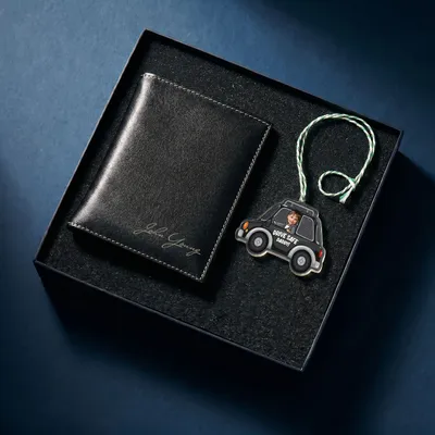 Car Lover Dad Registration Holder and Photo Car Charm Set