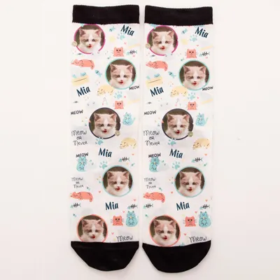 Cat Theme Personalizd Printed Socks