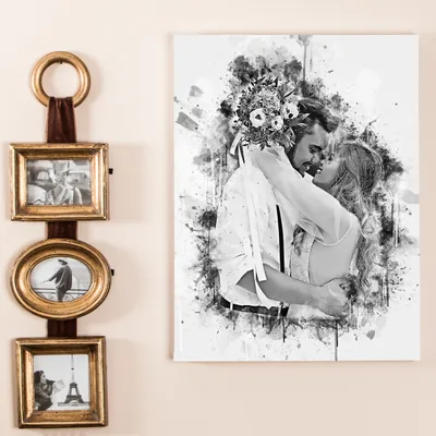 Charcoal Drawing Design Wedding Gifts Photo Canvas Print 15.75x11.8