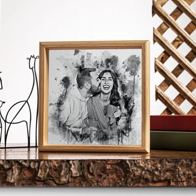 Charcoal Effect Wooden Frame Photo