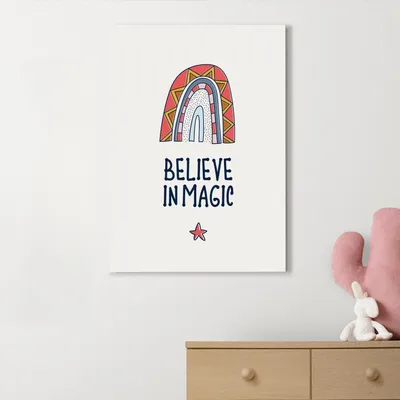 Children's Room Decorative Art Print with Believe in Magic Design