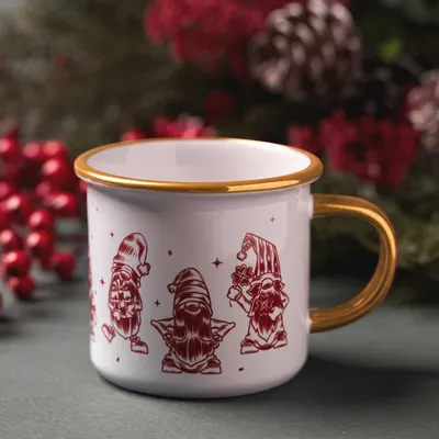 Christmas Elf Enamel Mug for New Year Cheer