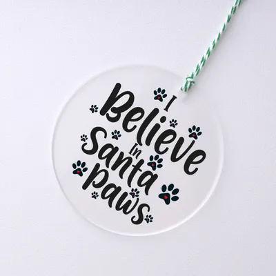 Christmas Gift I Believe in Santa Paws Pine Tree Ornament