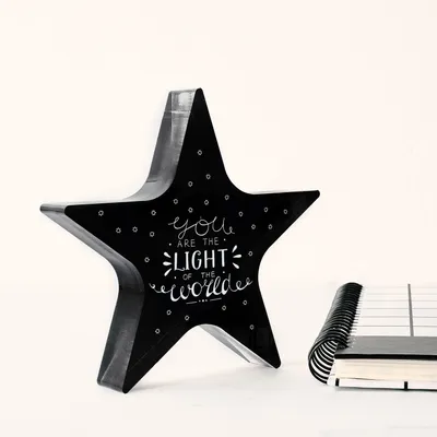 Clear Acrylic Desk Star with You Are The Light Of The World Design