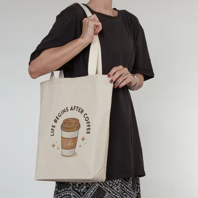 Coffee Lover Design Canvas Tote Bag