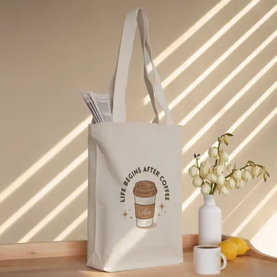 Coffee Lover Design Canvas Tote Bag