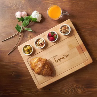 Couple Personalized Wood Service Tray with 4 pcs Mini Bowls
