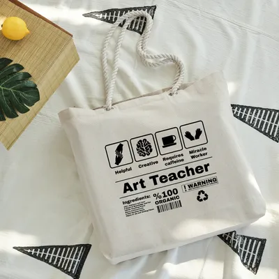 Custom Art Teacher Canvas Tote Bag for Teachers Day