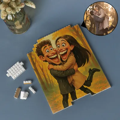 Custom Cartoon Photo Block Puzzle for Couples - 144 Piece