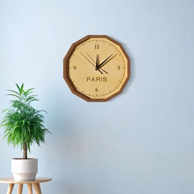 Custom City Engraved Wooden Wall Clock for Office Decor