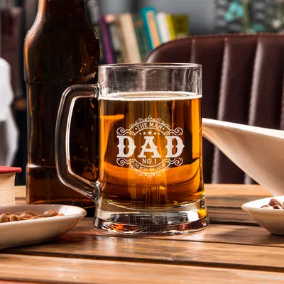 Engraved Dad Beer Mug for Birthdays and Father's Day