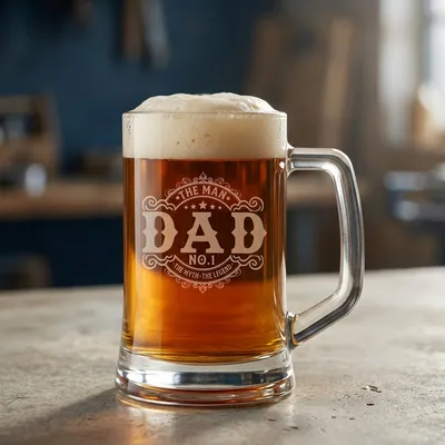 Engraved Dad Beer Mug for Birthdays and Father's Day