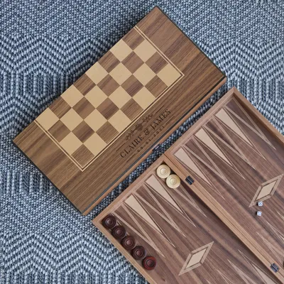 Custom Engraved Walnut Backgammon Set for Special Occasions