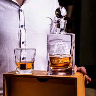 Custom Engraved Whiskey Decanter Set for Connoisseurs