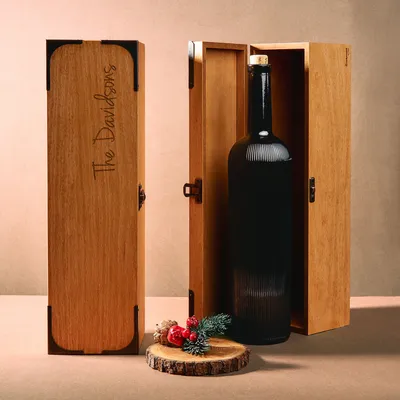 Custom Family Name Engraved Wooden Wine Box