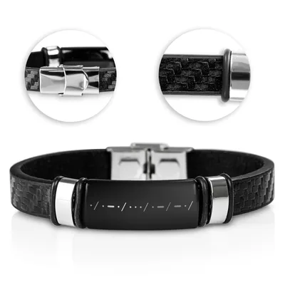 Custom Leather Bracelet with Morse Code