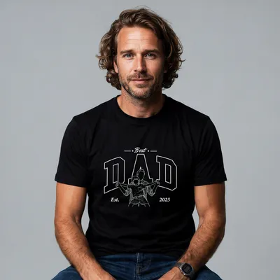 Custom Line Art Best Dad T Shirt with Photo