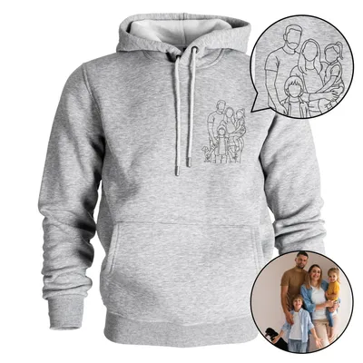 Custom Line Art Sweatshirt with Family Silhouette Design