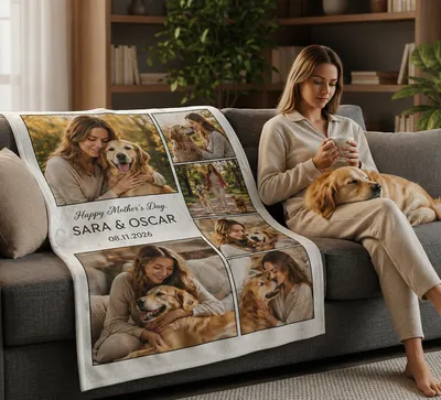 Custom Pet Photo Blanket for Moms