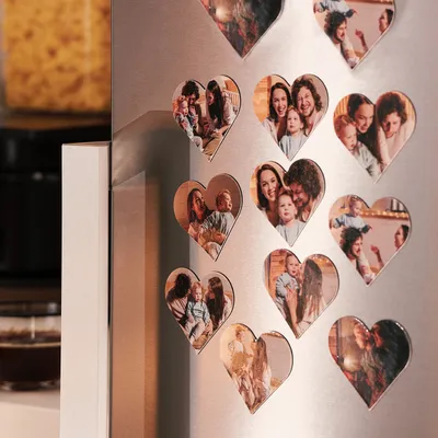 Custom Photo Heart Magnets Set of 12