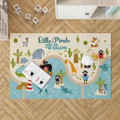 Custom Pirate Adventure Baby Play Mat with Personalized Name