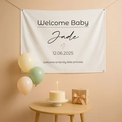Custom Welcome Baby Banner Flag - 27 x 37 inches