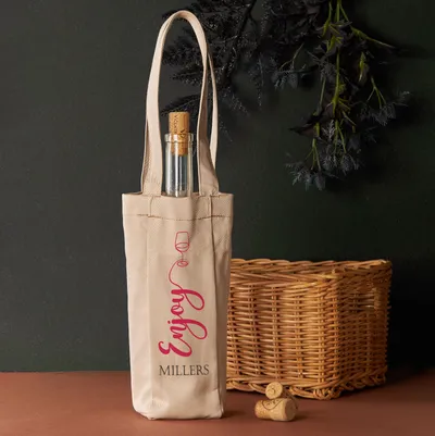 Custom Wine Tote Bag with Name Design for Adults and Teens
