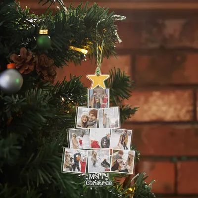 Customizable Christmas Tree Photo Ornament for Keepsakes