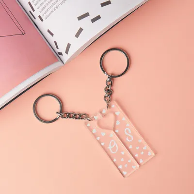 Customized Couples Heart Keychain Set with Initials