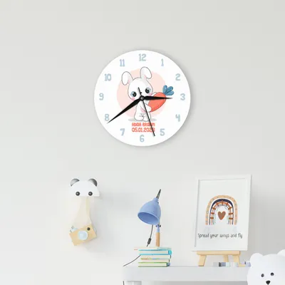 Cute Bunny Designed Personalized Wall Clock
