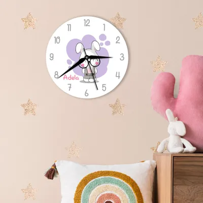 Cute Bunny Drawing Personalized Wall Clock