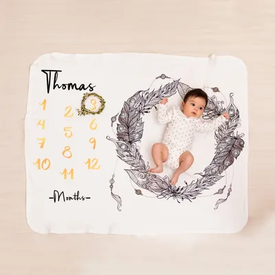 Cute Newborn Baby Photoshoot Monthly Milestone Baby Blanket