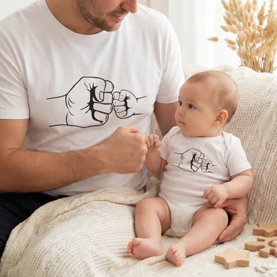 Dad and Baby Matching Brofist Shirt Set