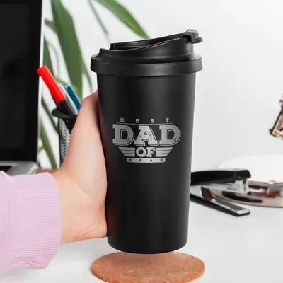 Dad of the Year Matte Black Steel Thermos Cup