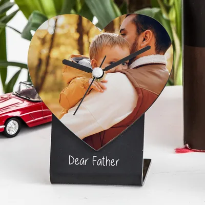 Dear Father Heart Shaped Desk Clock Father's Day