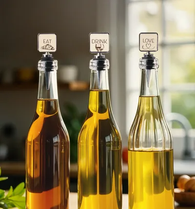Eat, Drink, Love Theme 3 pcs Wine Bottle Cap Set