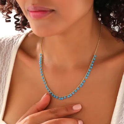 Elegant Silver Necklace with Turquoise Stones