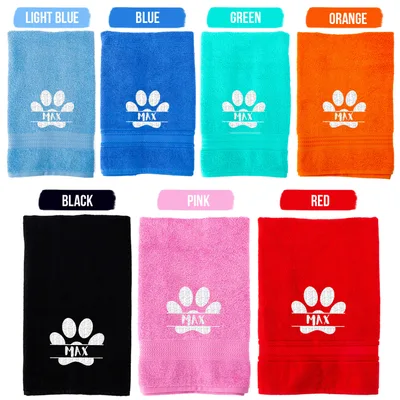 Embroidered Paw Design Personalized Pet Towel with Name