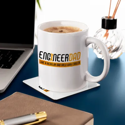 Engineer Dad Gift Porcelain Coffe Mug and Coaster Set
