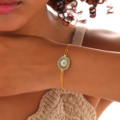 Evil Eye Themed Gold Plated Bracelet