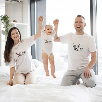 Family New Year's Matching Shirt Set for Mom, Dad & Baby