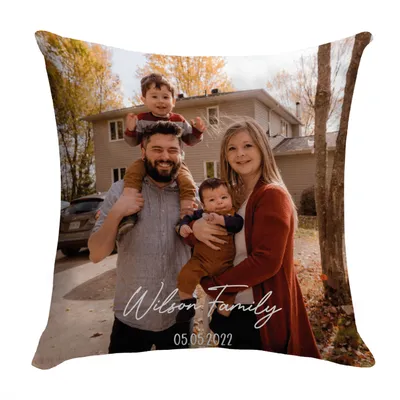 Personalised Family Photo Cushion for Home and Travel