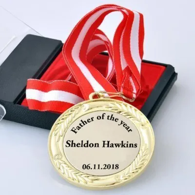 Father of the Year Gift for Dad Medallion Personalized Medal