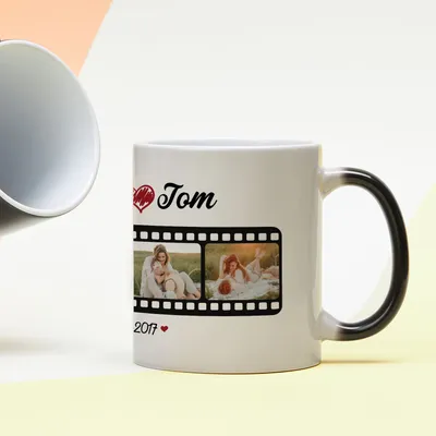 Film Strip Design Personalized Photo Printed Magic Mug