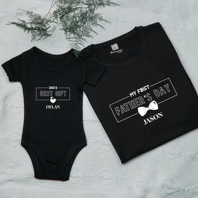 First Father's Day Matching Dad and Baby T-Shirt Set