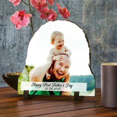 First Father's Day Personalized Stone Photo