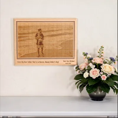 First Father’s Day Personalized Wood Photo Plaque