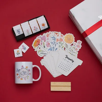 Floral Chocolate Christmas Gift Box with 2026 Calendar
