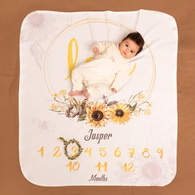 Floral Design Milestone Baby Blanket